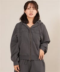 RIKKA FEMME リッカファム ジップアップ パーカー レディース スウェット フーディー ロゴ ワッペン 裏毛 セットアップ対応 RF25FW09(CGY-FREE)