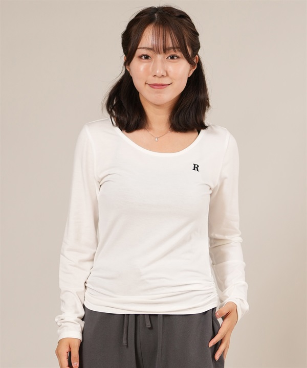 RIKKA FEMME リッカファム 長袖 Tシャツ ロンT レディース ギャザー ワンポイント 薄手 RF25FW02
