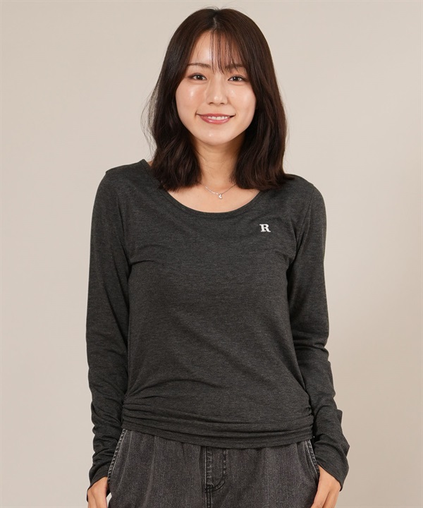 RIKKA FEMME リッカファム 長袖 Tシャツ ロンT レディース ギャザー ワンポイント 薄手 RF25FW02