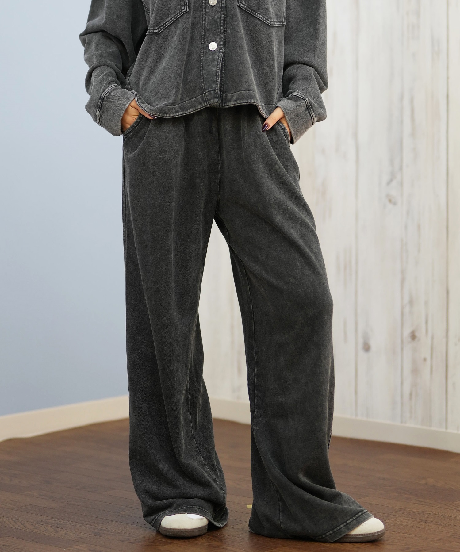 RIKKA FEMME リッカファム ロングパンツ レディース デニム スウェットパンツ セットアップ対応 RF25FW20(BLK-SM)