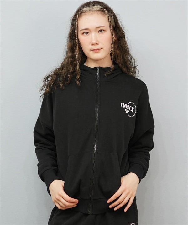 ROXY ロキシー ジップアップ パーカー レディース ロゴ シンプル JIVY ZIP HOODIE RZP254029(BLK-M)