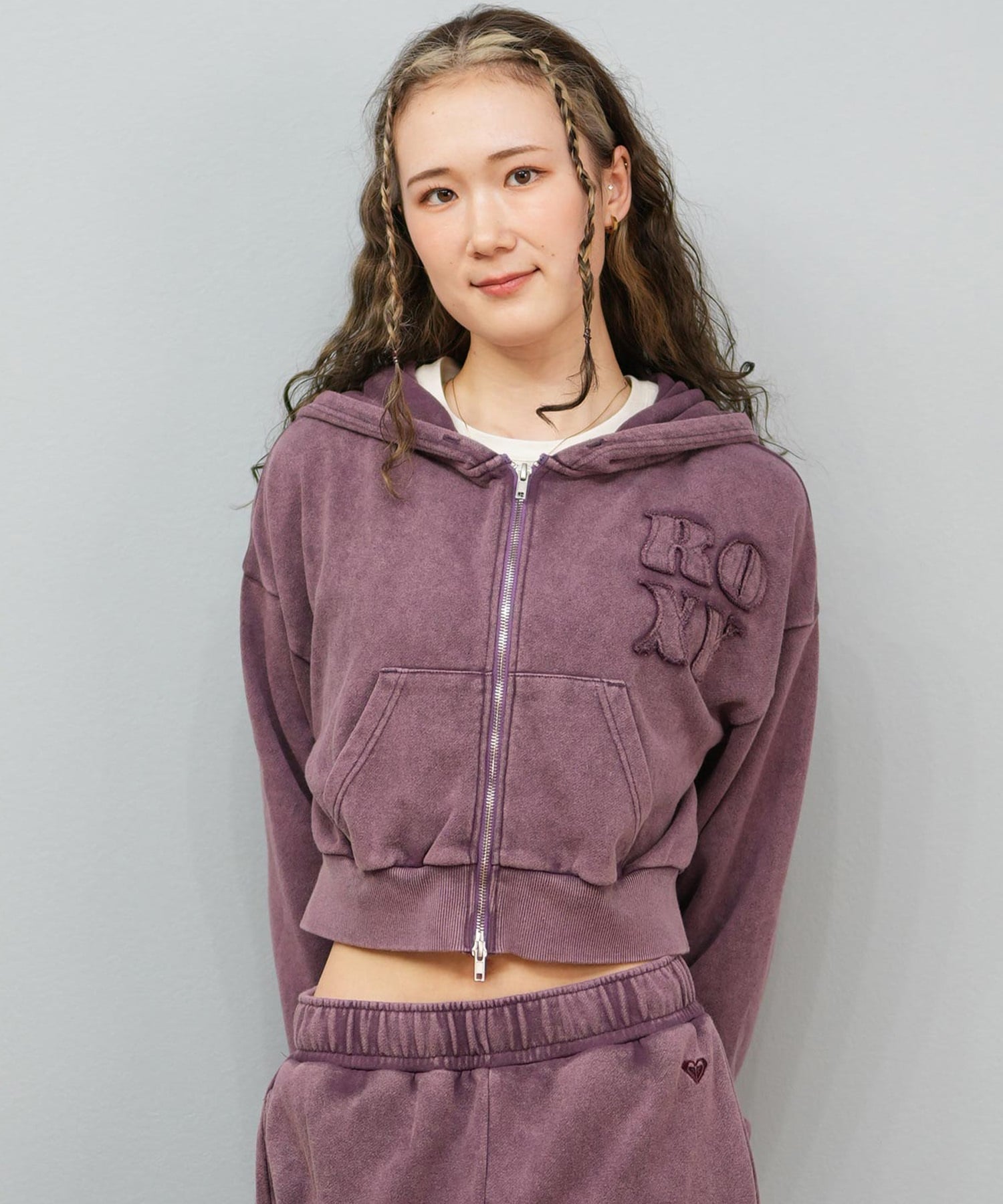 ROXY ロキシー ジップアップ パーカー レディース ウォッシュ加工 クロップド丈 ショート丈 セットアップ対応 YOLO ZIP RZP254034(BER-S)
