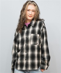 ROXY ロキシー 長袖 シャツ レディース チェック ロゴ LOOK UP シャツ RSH254045(BLK-M)