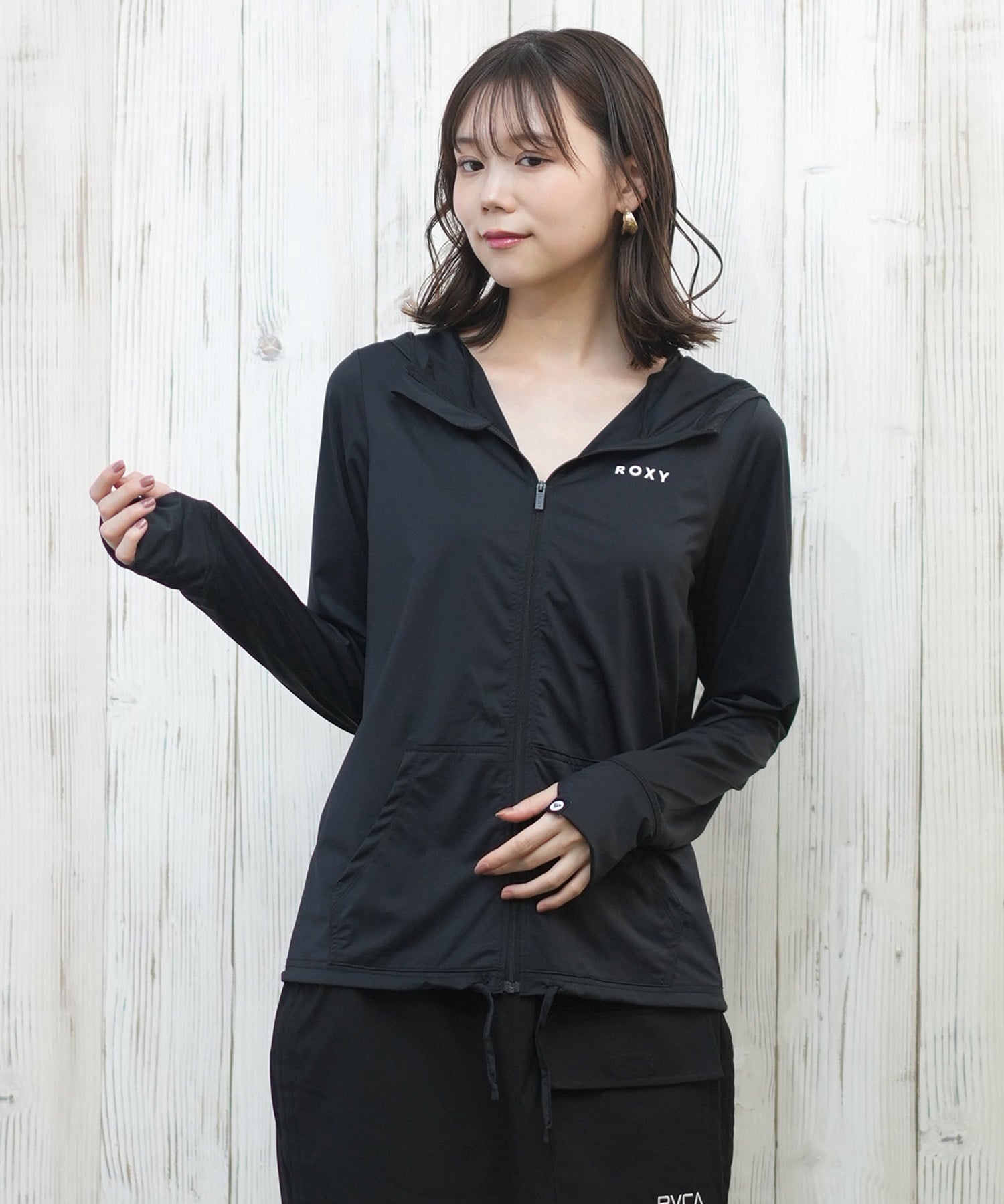 ROXY ロキシー 水着 レディース ラッシュガード ジップアップ パーカー UVカット 接触冷感 速乾 軽量 AURORA RLY251029(BLK-S)