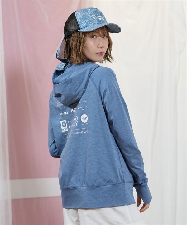 ROXY ロキシー ラッシュガード 水着 レディース パーカー ジップアップ 長袖 水陸両用 UVカット HISTORICAL LOGO HOODIE RLY251032(BGR-M)