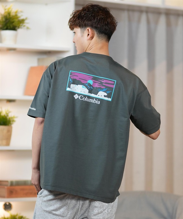 Columbia コロンビア 半袖 Tシャツ メンズ オーバーサイズTシャツ UVケア バックプリント PM4502 ムラサキスポーツ限定