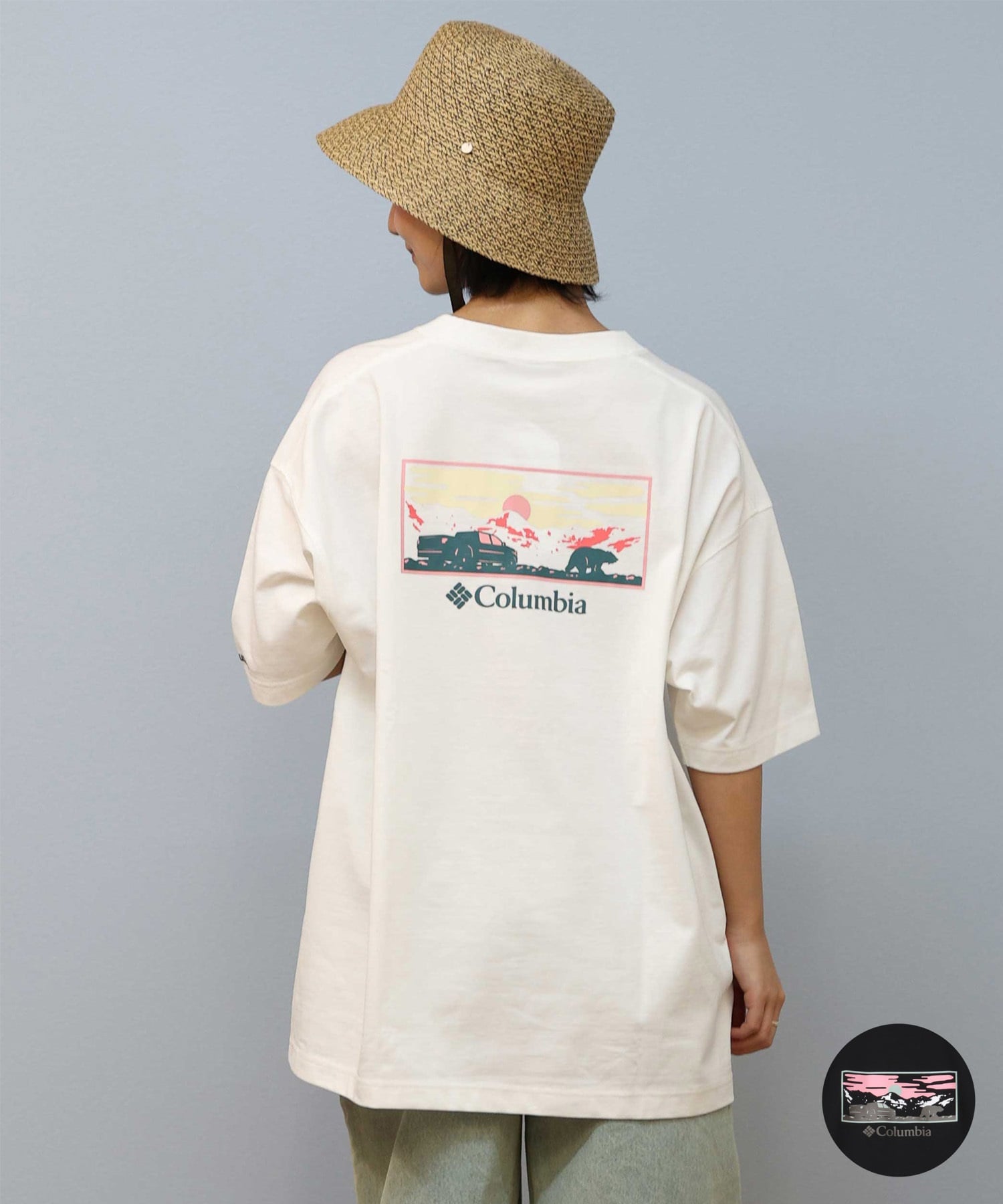 Columbia コロンビア 半袖 Tシャツ レディース バックプリント ロゴ オーバーサイズ UVカット PM4502-LADY ムラサキスポーツ限定(102-S)