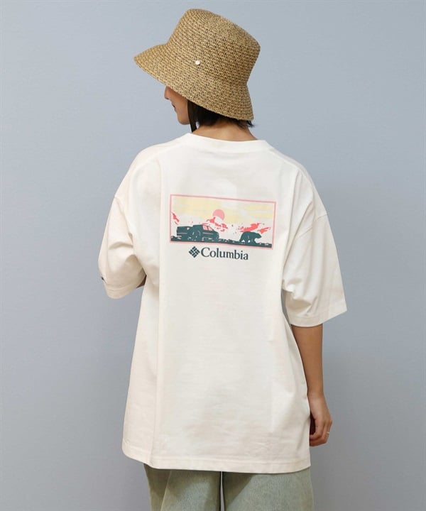 Columbia コロンビア 半袖 Tシャツ レディース バックプリント ロゴ オーバーサイズ UVカット PM4502-LADY ムラサキスポーツ限定(102-S)
