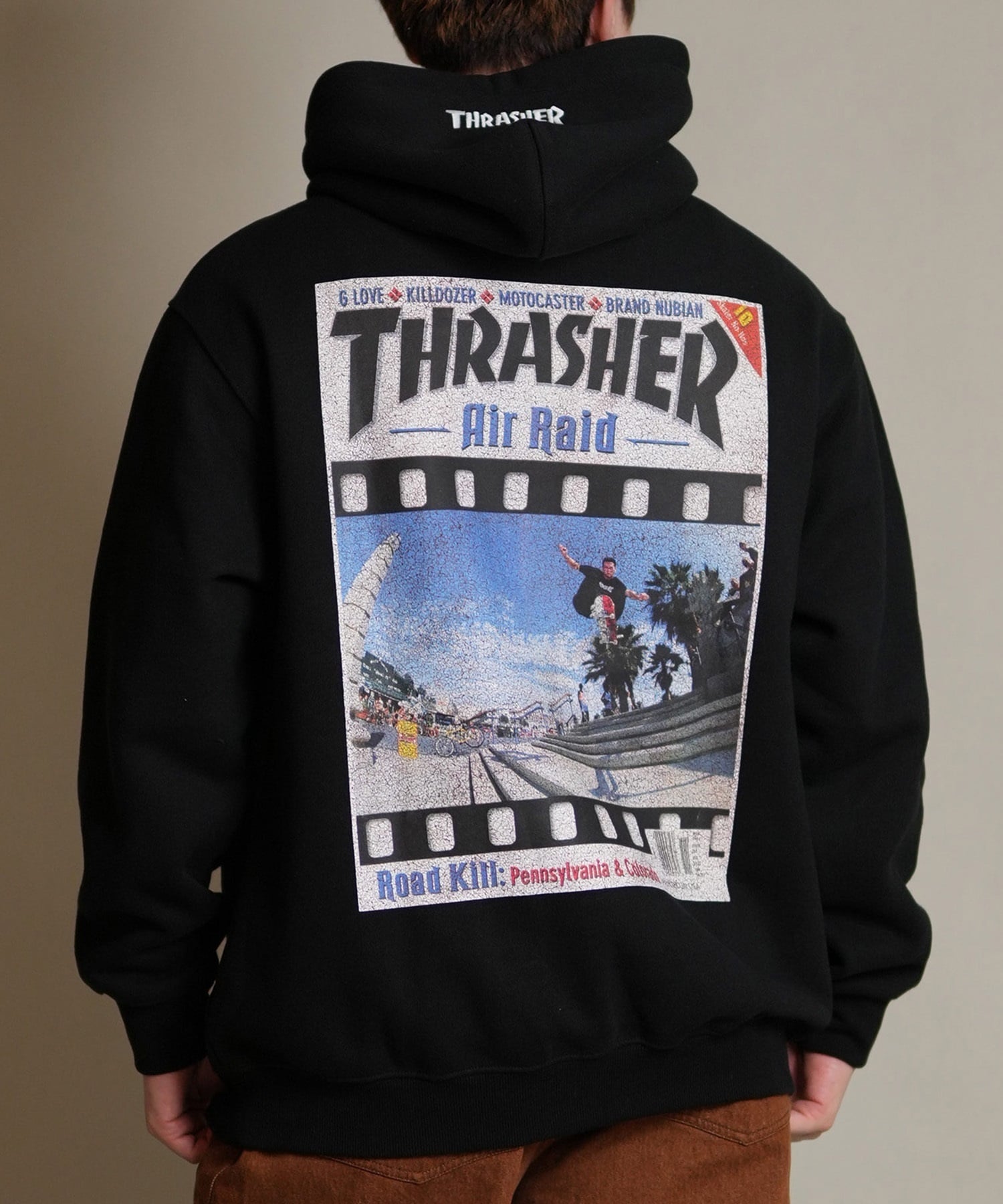 THRASHER スラッシャー プルオーバー パーカー メンズ スウェット フーディー バックプリント 裏起毛 254TH1PK066(BLK-M)