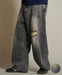THRASHER スラッシャー ロングパンツ メンズ デニム パンツ Gパン 古着風 ウォッシュ加工 ダメージ加工 ヴィンテージ加工 254TH1LP140(BLK-M)