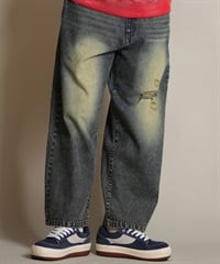 THRASHER スラッシャー ロングパンツ メンズ デニム パンツ Gパン 古着風 ウォッシュ加工 ダメージ加工 ヴィンテージ加工 254TH1LP140(NVY-M)