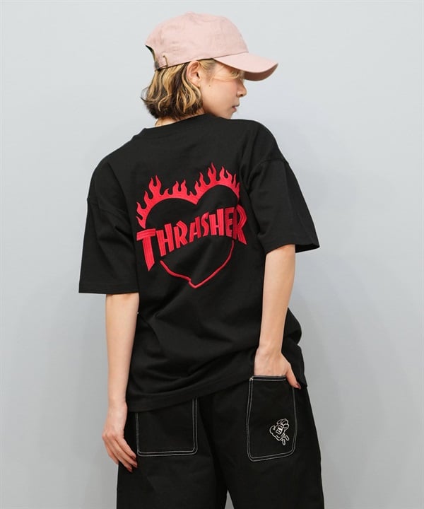 THRASHER スラッシャー 半袖 Tシャツ レディース バックプリント バーニングハート 252TH2ST030