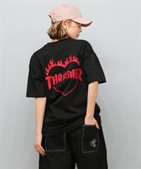 THRASHER スラッシャー 半袖 Tシャツ レディース バックプリント バーニングハート 252TH2ST030(BLK-1-M)