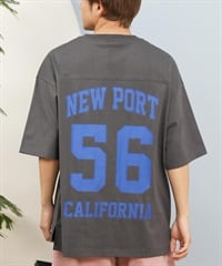 DEAR LAUREL ディアローレル 半袖 Tシャツ メンズ バックプリント 抗菌防臭 UVケア 接触冷感 CAL FOOTBALL TEE D25S2106(BLK-M)