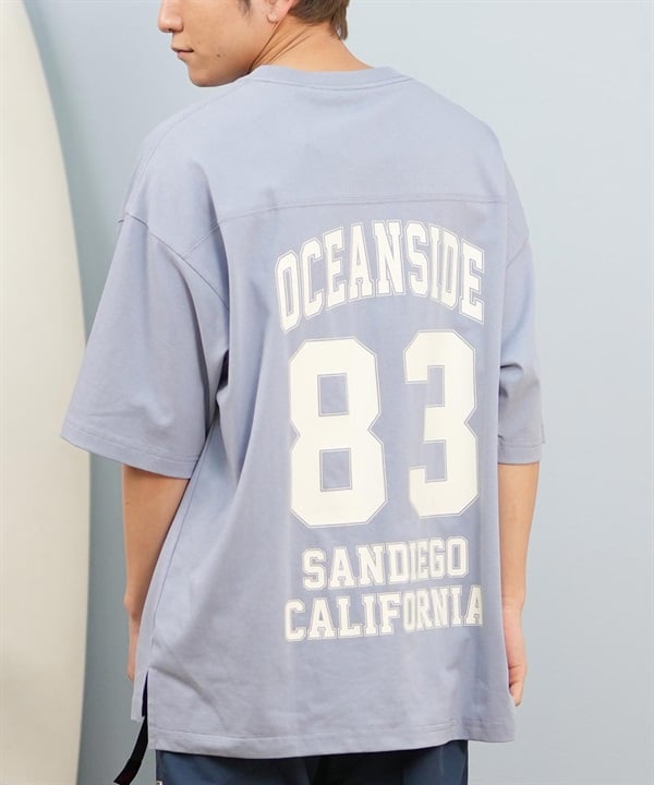 DEAR LAUREL ディアローレル 半袖 Tシャツ メンズ バックプリント 抗菌防臭 UVケア 接触冷感 CAL FOOTBALL TEE D25S2106