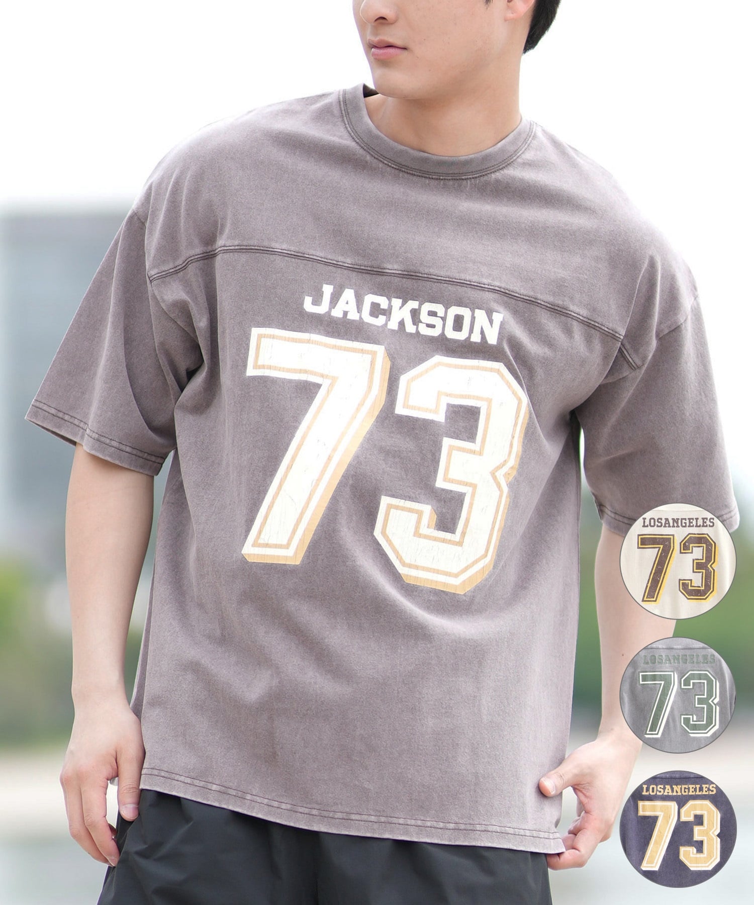 DEAR LAUREL ディアローレル 半袖 Tシャツ メンズ バックプリント ヴィンテージ風 JM FOOTBALL TEE DL25S-JM05(OFF-M)