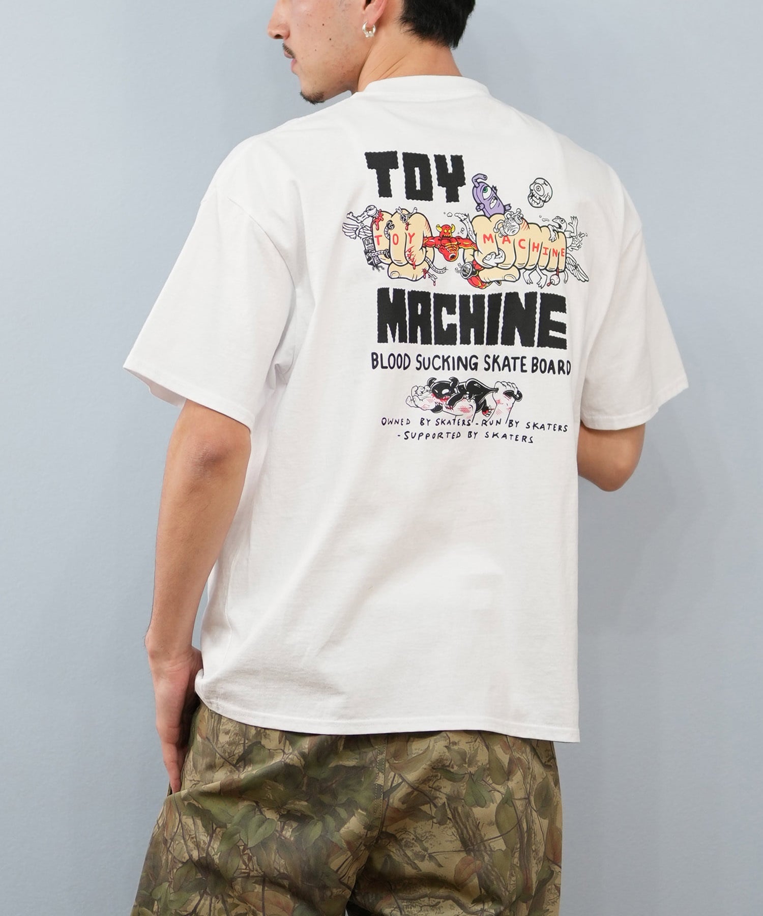 TOY MACHINE トイマシーン 半袖 Tシャツ メンズ バックプリント オーバーサイズ MTMSFST1 ムラサキスポーツ限定(WHITE-M)