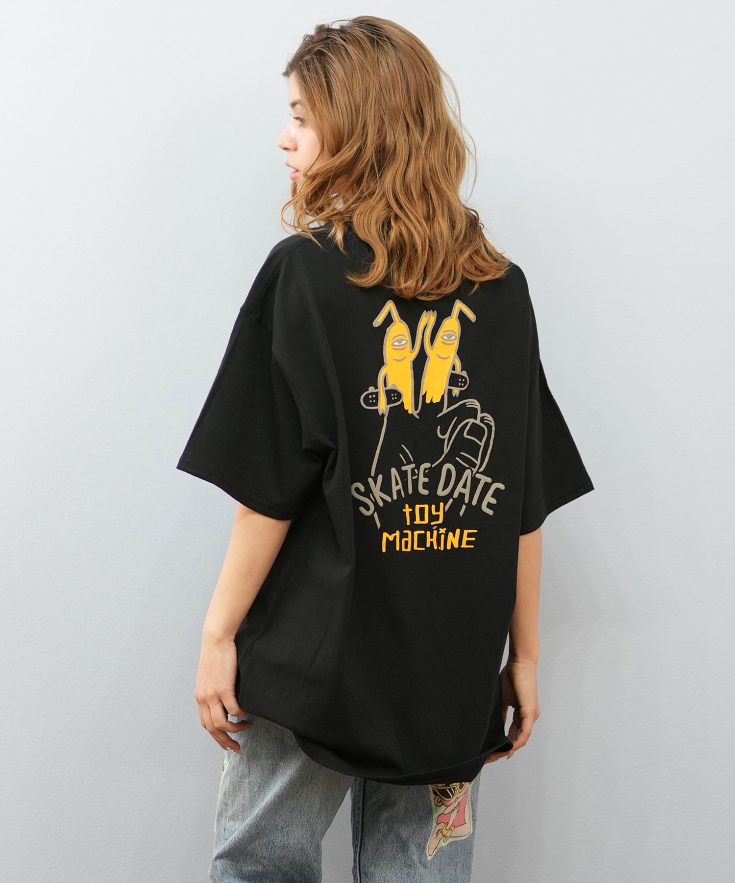 TOY MACHINE トイマシーン 半袖 Tシャツ レディース バックプリント オーバーサイズ MTMSFST15 ムラサキスポーツ限定(BLACK-M)