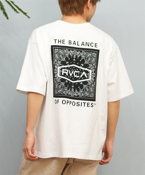 RVCA ルーカ 半袖 Tシャツ メンズ バックプリント BOXロゴ バンダナ柄 BF041-P20(WHT-S)