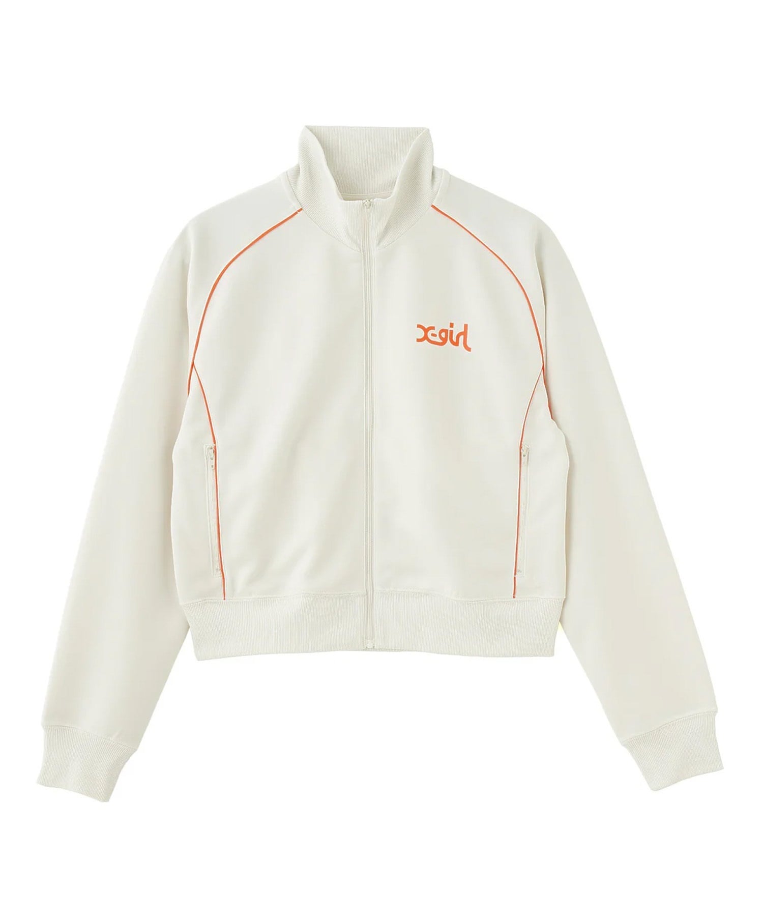 X-girl SPORTSエックスガールスポーツ アウター レディース トラックジャケット ショート丈 吸水速乾 UVカット SHORT TRACK JACKET 155251021004(WHITE-M)