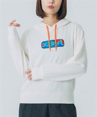 X-girl SPORTSエックスガールスポーツパーカー プルオーバー レディース フーディー  スウェット フロントプリント クロップド丈 UVカット 吸水速乾 155251012002(WHITE-M)