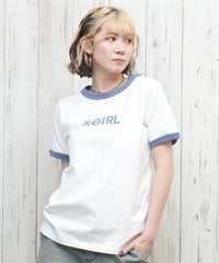 X-girl エックスガール 半袖 Tシャツ レディース リンガーシャツ フロントロゴ LOGO S S RINGER CLASSIC TEE 105251011031(LTBLU-S)