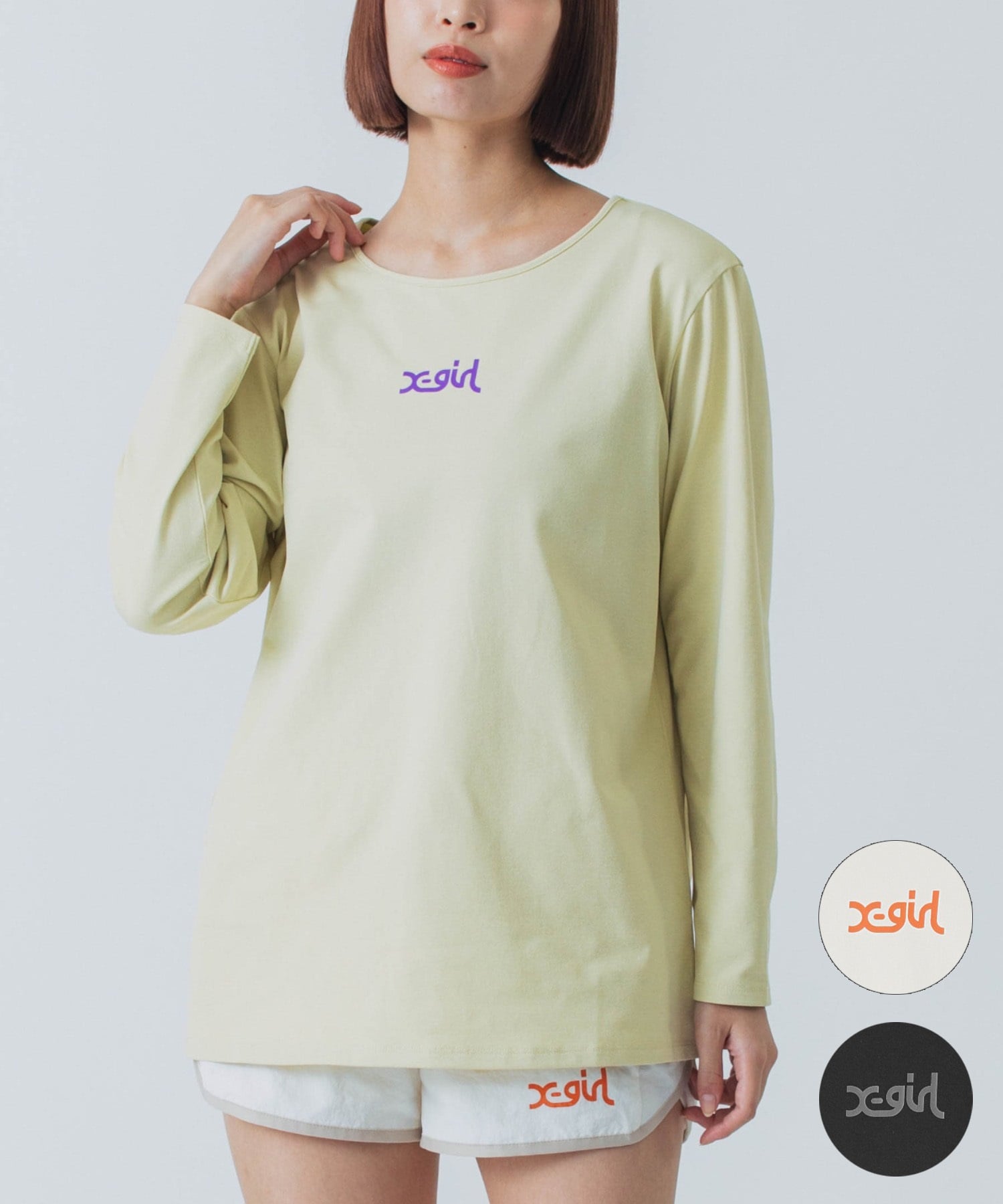 X-girl SPORTSエックスガールスポーツ長袖 Tシャツ レディース ロンT UVカット 吸水速乾 接触冷感 155251013004(WHITE-M)