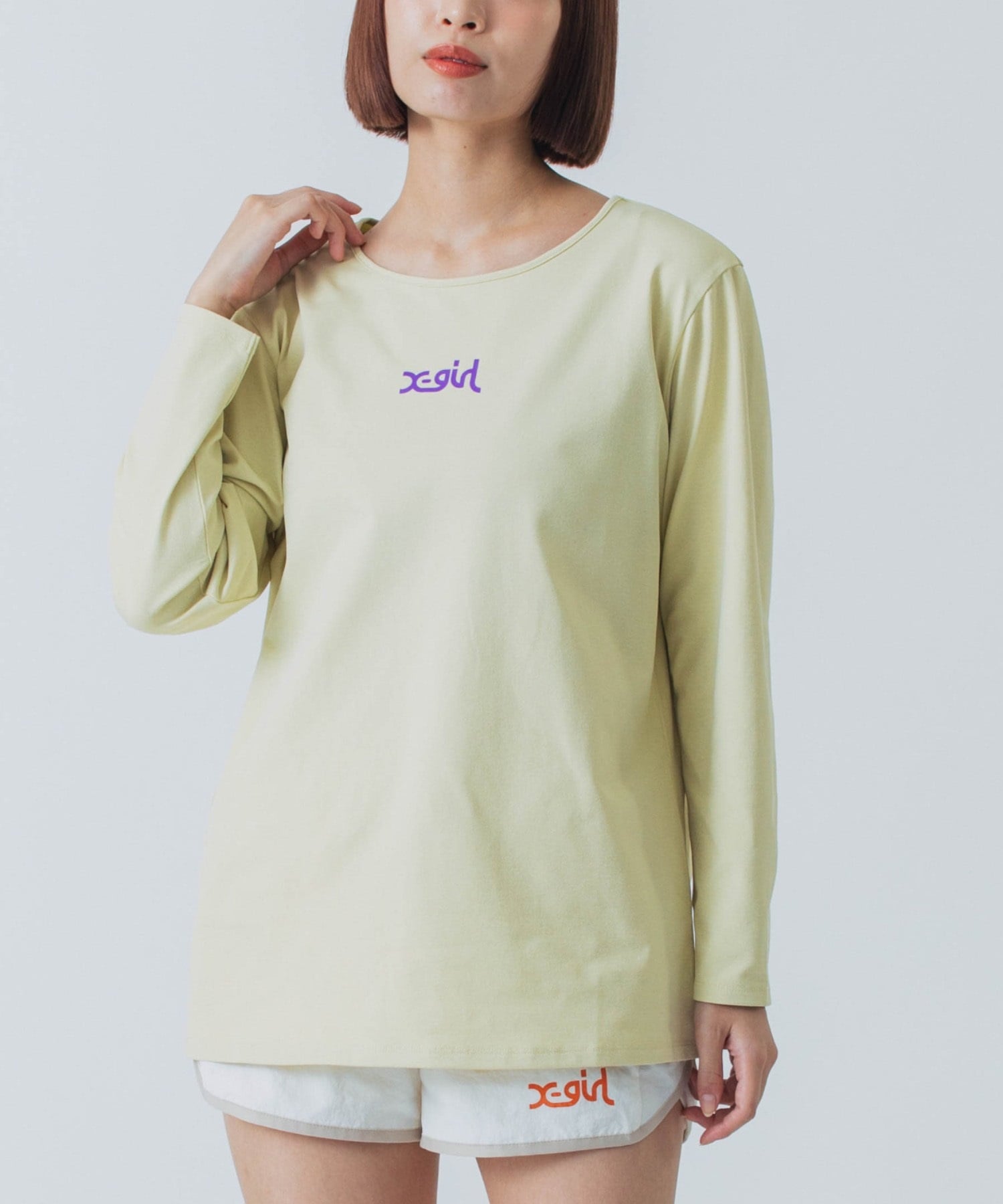 X-girl SPORTSエックスガールスポーツ長袖 Tシャツ レディース ロンT UVカット 吸水速乾 接触冷感 155251013004(LTYEL-M)