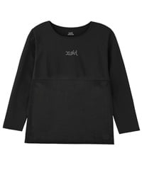 X-girl SPORTSエックスガールスポーツ長袖 Tシャツ レディース ロンT メッシュ UVカット 吸水速乾 接触冷感 155251013008(BLACK-M)
