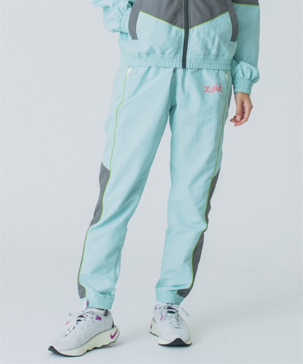 X-girl SPORTSエックスガールスポーツロングパンツ レディース ナイロンパンツ UVカット 撥水 防風 セットアップ対応 155251031001