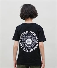 NEW ERA ニューエラ 半袖 Tシャツ キッズ バックプリント Youth 半袖 コットン Tシャツ Circle OOTTF 14414391(BLK-130cm)