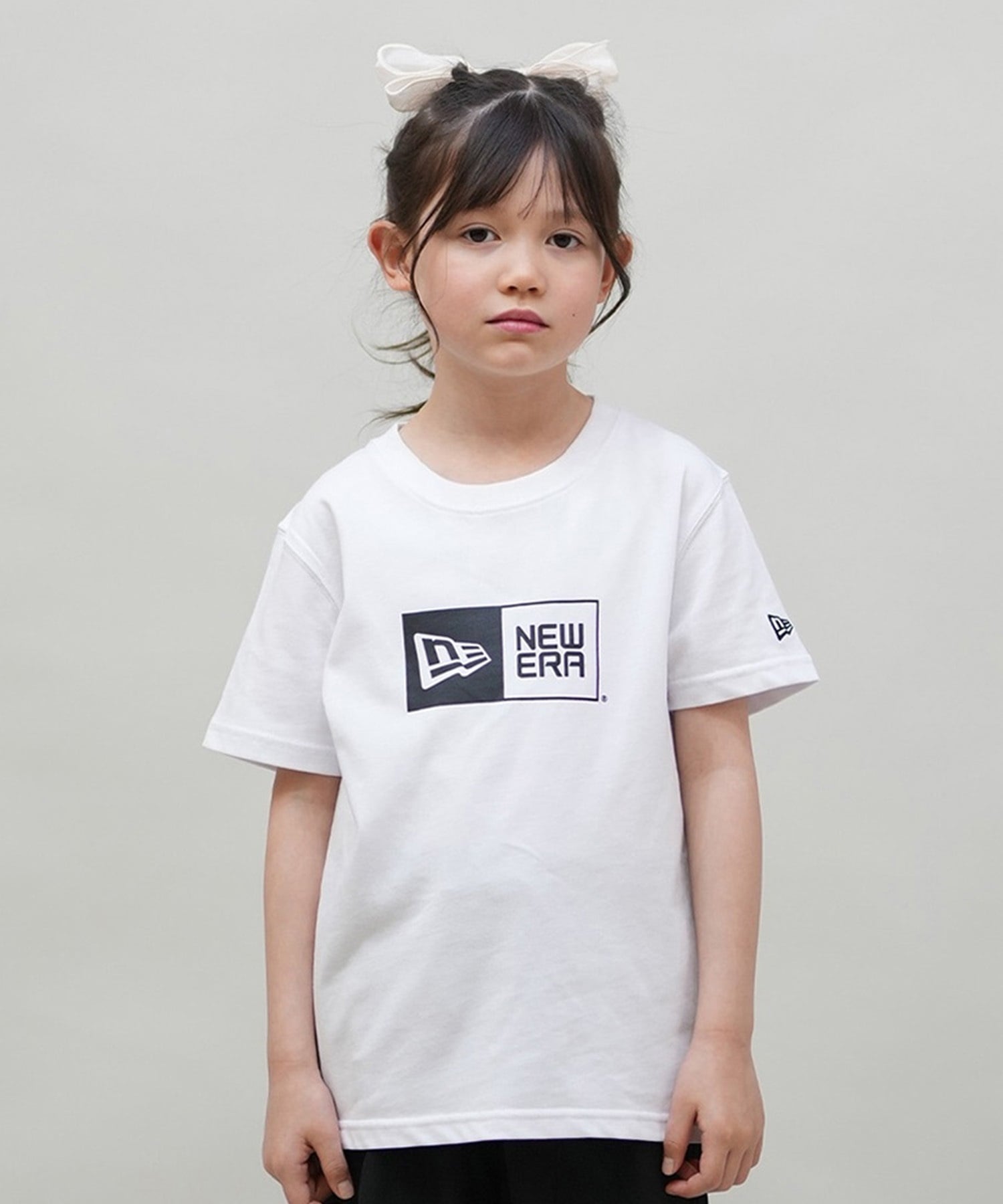 NEW ERA ニューエラ 半袖 Tシャツ キッズ Youth 半袖 コットン Tシャツ ボックスロゴ 14521378(WHT-130cm)