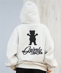 GRIZZLY グリズリー プルオーバー パーカー レディース バックプリント ロゴ 裏起毛 BIG EMBROIDERY BEAR G25FW-4332(GRY-M)