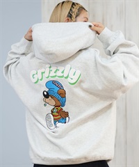 GRIZZLY グリズリー プルオーバー パーカー レディース バックプリント ロゴ KNIT HAT SMOKEY G25FW-4333(GRY-M)