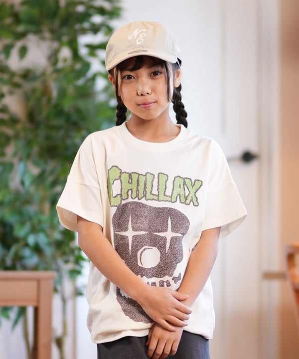 CHILLAX チラックス 半袖 Tシャツ キッズ ジュニア 子供 ヴィンテージ加工 ロゴ 252CL3ST563