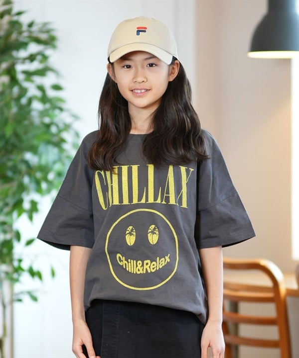 CHILLAX チラックス 半袖 Tシャツ キッズ ジュニア 子供 ヴィンテージ加工 ロゴ 252CL3ST563