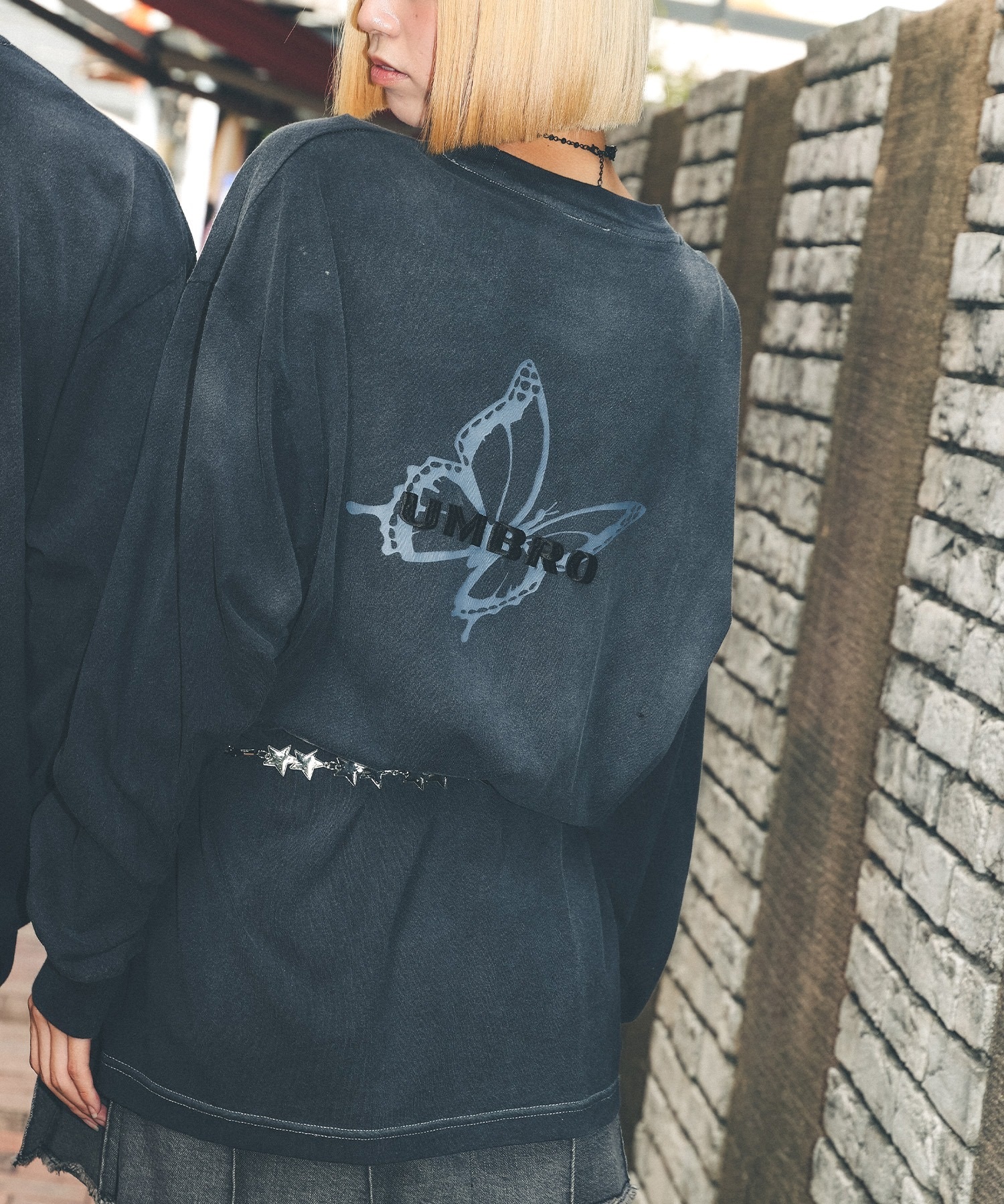 UMBRO アンブロ × Younger Song ヤンガーソング コラボ 長袖 Tシャツ ロンT MD27-LST02A ムラサキスポーツ限定(BLACK-S)