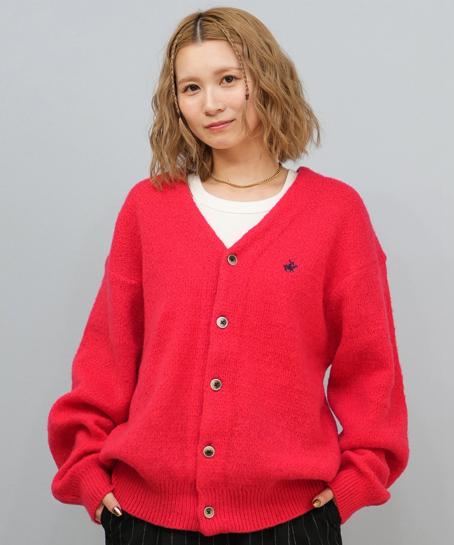 BEVERY HILLS P.C ビバリーヒルズポロクラブ ニット セーター カーディガン レディース シンプル ワンポイント 5487-6750(01RD-M)