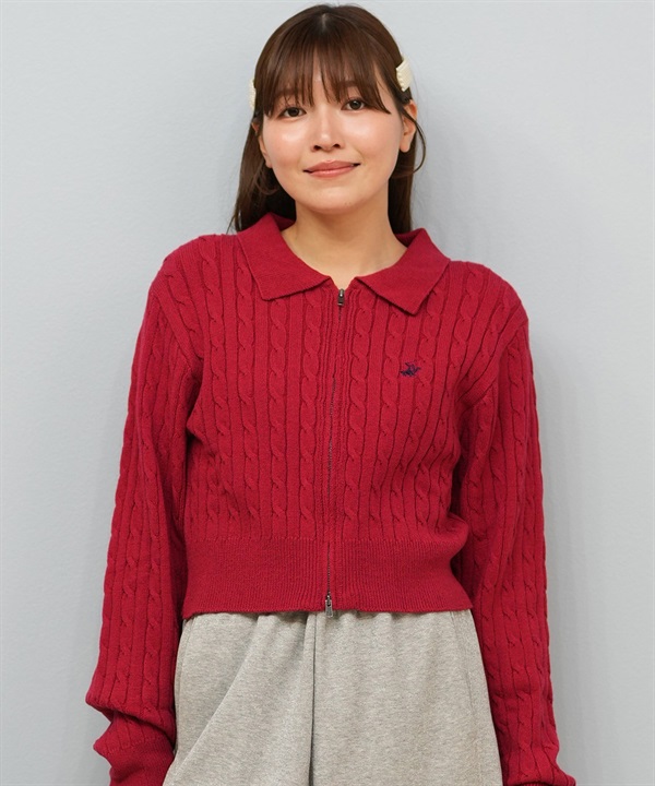 BEVERY HILLS P.C ビバリーヒルズポロクラブ カーディガン レディース ケーブル編み ワンポイント 5487-6753