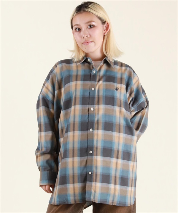 BEVERY HILLS P.C ビバリーヒルズポロクラブ 長袖 シャツ レディース チェック オーバーサイズ 5487-6140
