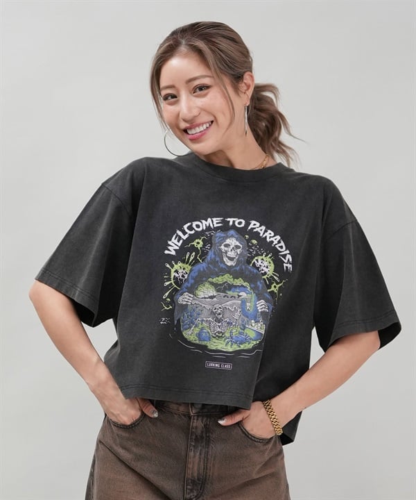LURKING CLASS ラーキングクラス 半袖 Tシャツ レディース クロップド丈 ミニTシャツ ST25STM06W ムラサキスポーツ限定