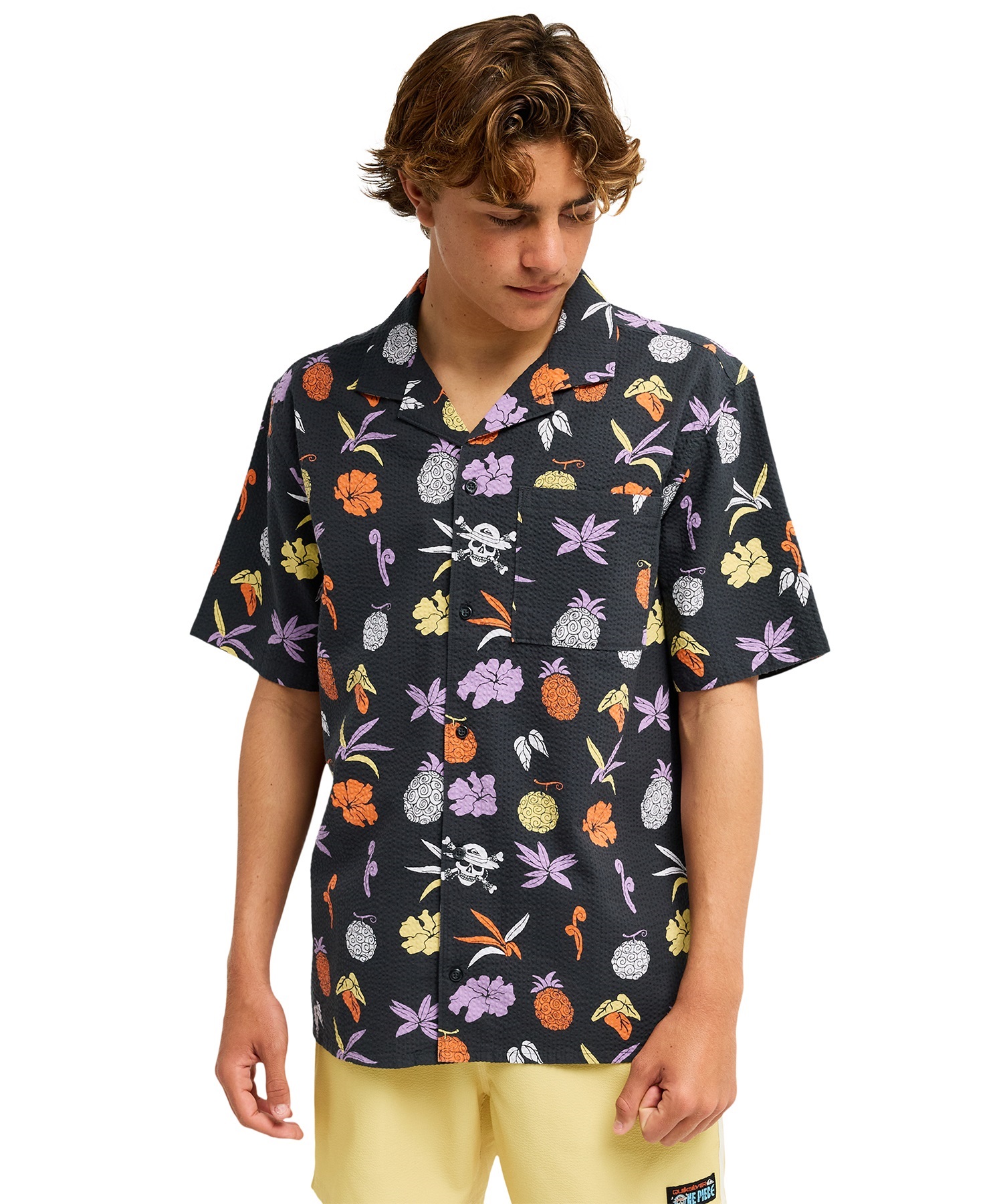 QUIKSILVER クイックシルバー 半袖 シャツ メンズ コラボ ONE PIECE X QUIKSILVER GOMU NO MI SHIRT EQYWT04717(PHM6-M)