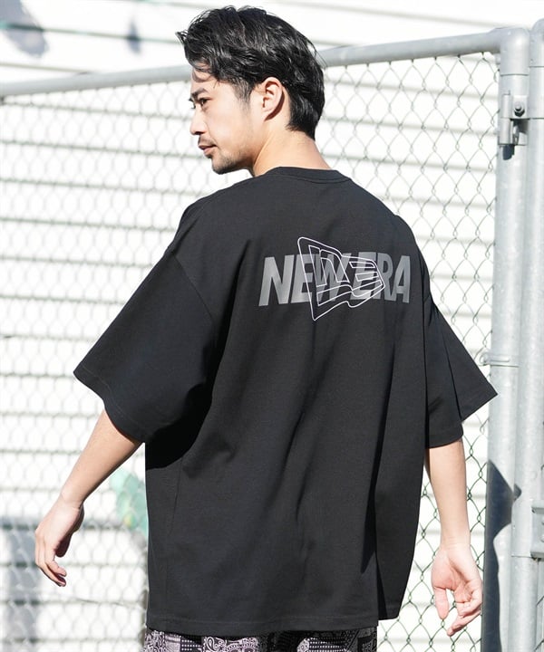 NEW ERA ニューエラ 半袖 Tシャツ メンズ オーバーサイズド Overlap Logo パフォーマンスアパレル バックプリント 吸汗速乾 14744536