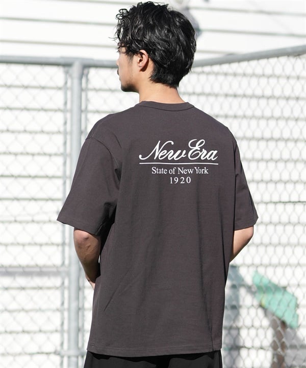 NEW ERA ニューエラ 半袖 Tシャツ メンズ バックプリント ウォッシュド コットン Classic Script Logo スミクロ 14856633