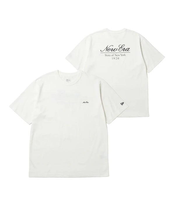 NEW ERA ニューエラ 半袖 Tシャツ メンズ バックプリント ウォッシュド コットン Classic Script Logo オフホワイト 14856635