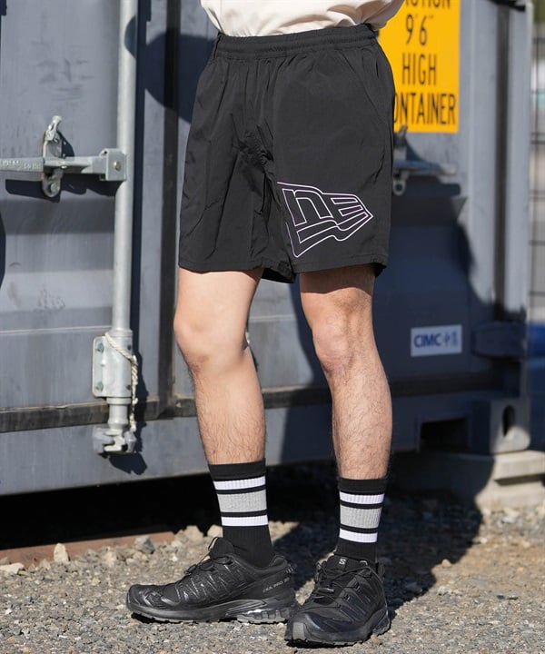 NEW ERA ニューエラ ハーフパンツ ショートパンツ メンズ ショーツ ストレッチ ナイロン ビッグフラッグロゴ パフォーマンスアパレル 撥水 14744515