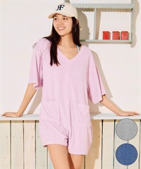 RIKKA FEMME リッカファム オールインワン ロンパース レディース パイル生地 ショート丈 吸水速乾 UVカット RF6S-1406(GRY-FREE)