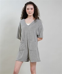 RIKKA FEMME リッカファム オールインワン ロンパース レディース パイル生地 ショート丈 吸水速乾 UVカット RF6S-1406(GRY-FREE)