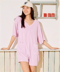 RIKKA FEMME リッカファム オールインワン ロンパース レディース パイル生地 ショート丈 吸水速乾 UVカット RF6S-1406(PNK-FREE)