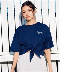 RIKKA FEMME リッカファム 半袖 Tシャツ レディース バックプリント 結びデザイン 吸水速乾 UVカット RF6S-2103(NVY-FREE)